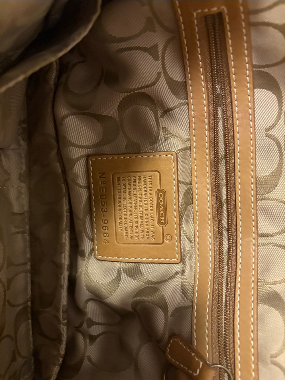 Coach Tan Suede and Leather Shoulder Bag with Buckle - Picture 5 of 6
